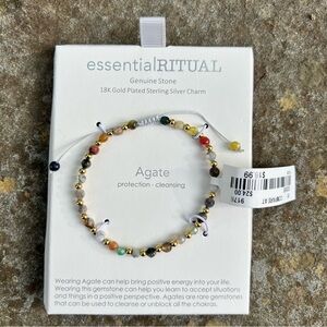 Agate Multicolor 18K Gold-Plated Beaded Bracelet